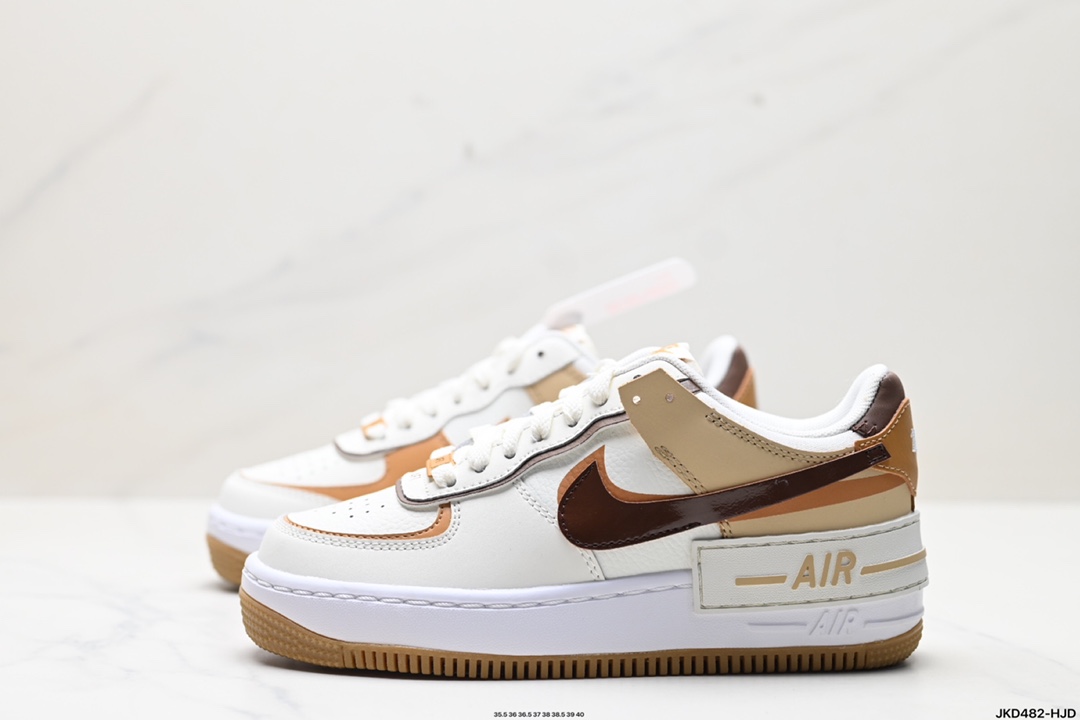 耐克NIKE WMNS Air Force 1 Shadow全新少女系解构主义设计 马卡龙空军一号轻量增高低帮百搭板鞋  DZ1847-106