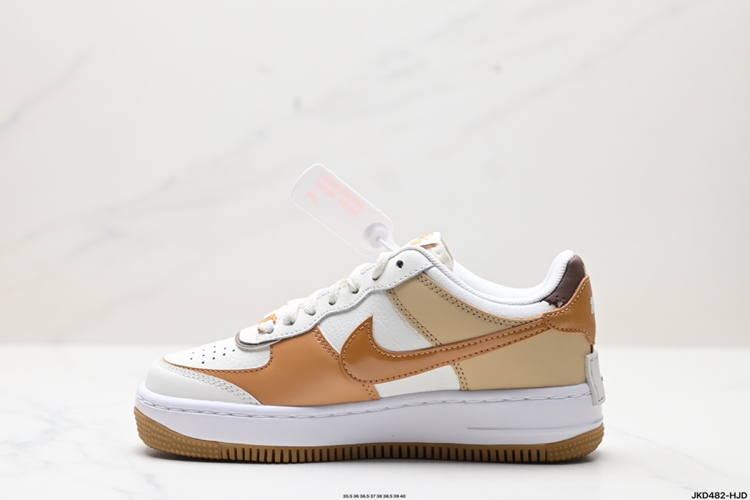 耐克NIKE WMNS Air Force 1 Shadow全新少女系解构主义设计 马卡龙空军一号轻量增高低帮百搭板鞋  DZ1847-106