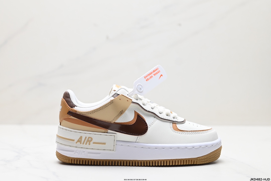 耐克NIKE WMNS Air Force 1 Shadow全新少女系解构主义设计 马卡龙空军一号轻量增高低帮百搭板鞋  DZ1847-106