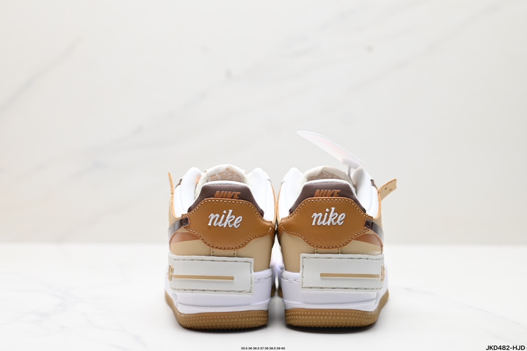 耐克NIKE WMNS Air Force 1 Shadow全新少女系解构主义设计 马卡龙空军一号轻量增高低帮百搭板鞋  DZ1847-106