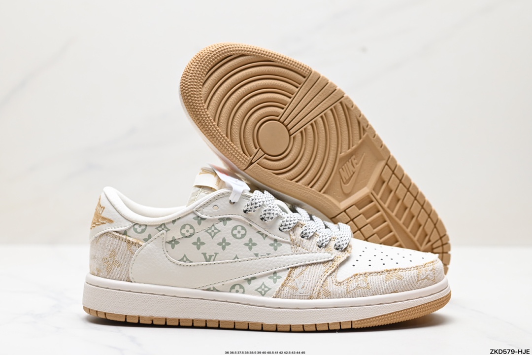 Travis Scott x Fragment Design x Jordan Air Jordan 1 Low OG SP AJ1 乔1 LV联名低帮文化休闲板鞋  SJ2068-009