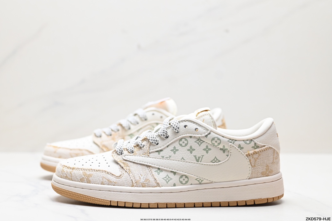 Travis Scott x Fragment Design x Jordan Air Jordan 1 Low OG SP AJ1 乔1 LV联名低帮文化休闲板鞋  SJ2068-009