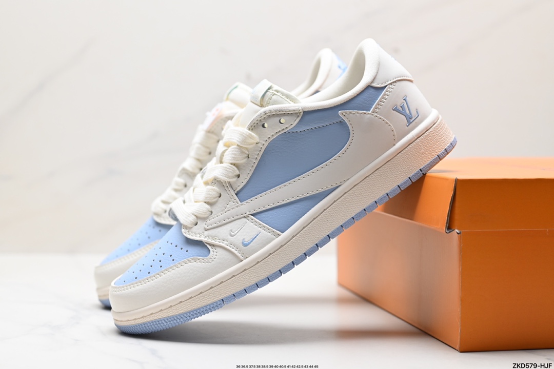 Travis Scott x Fragment Design x Jordan Air Jordan 1 Low OG SP AJ1 乔1 LV联名低帮文化休闲板鞋 BB6588-103