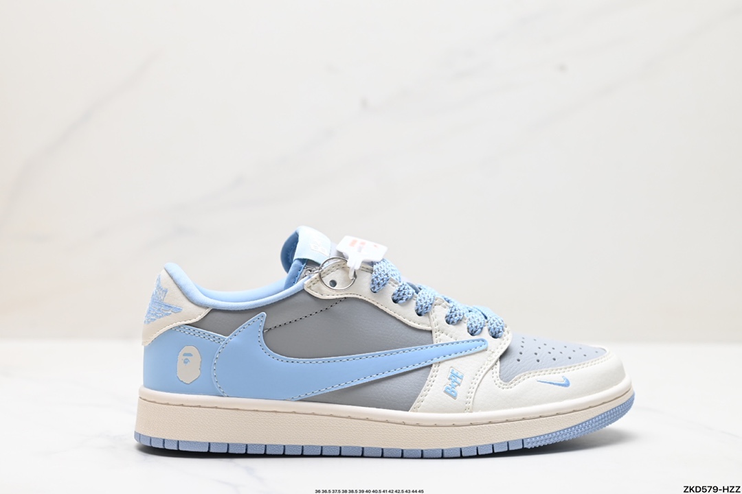 Travis Scott x Fragment Design x Jordan Air Jordan 1 Low OG SP AJ1 乔1 LV联名低帮文化休闲板鞋 BB6588-104