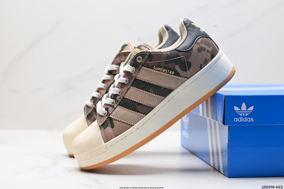 Adidas Originals Superstar XLG 贝壳头系列低帮厚底松糕经典百搭休闲运动板鞋 lF3691