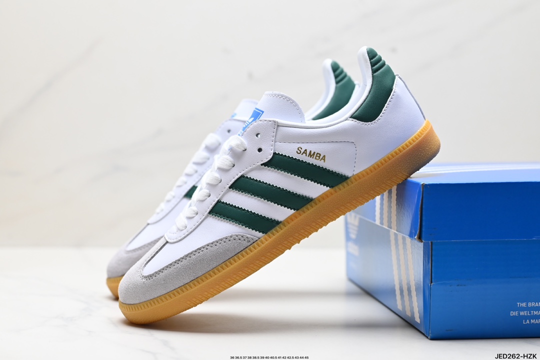 阿迪达斯三叶草Adidas Originals Samba OG 桑巴舞系列绅士德训足球风百搭低帮休闲运动板鞋 IH4881