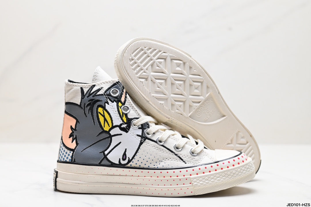 Converse 1970s 匡威Chuck Taylor All Star Tom Jerry 猫和老鼠 防滑耐磨 高帮 帆布鞋 165734C