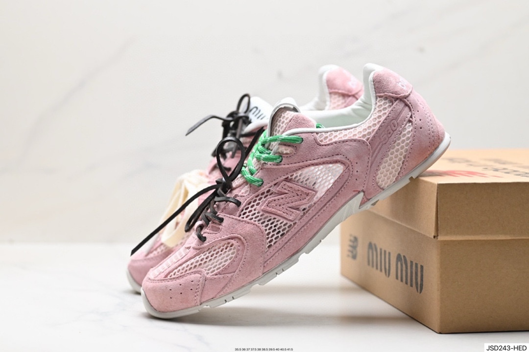 缪缪MiuMiu x NB新百伦New Balance 530 SL系列低帮慢跑鞋“联名翻毛卡其鞋带”5E165E_Z5O_F0401_F_D005