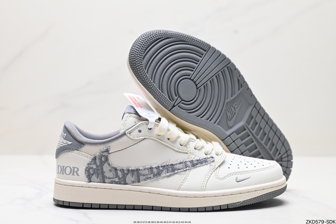 Travis Scott x Fragment Design x Jordan Air Jordan 1 Low OG SP AJ1 乔1 Dior联名低帮文化休闲板鞋 DM6688-603