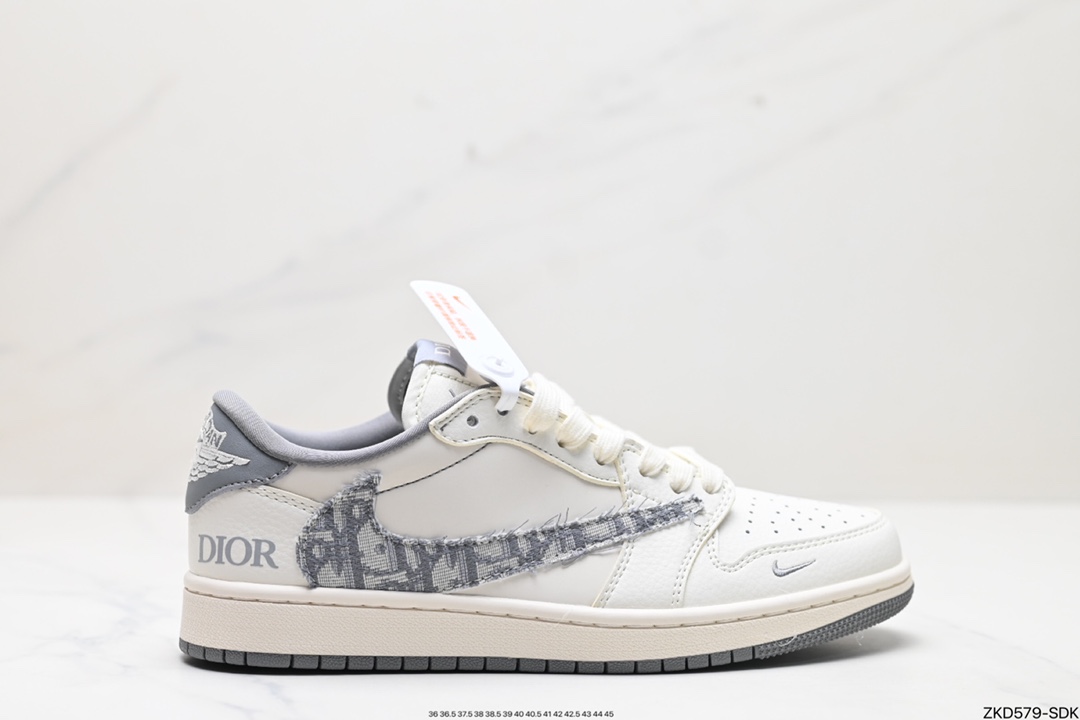 Travis Scott x Fragment Design x Jordan Air Jordan 1 Low OG SP AJ1 乔1 Dior联名低帮文化休闲板鞋 DM6688-603