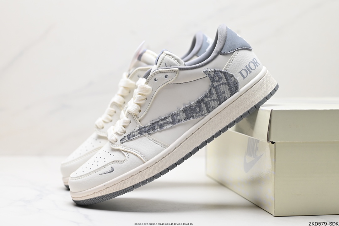 Travis Scott x Fragment Design x Jordan Air Jordan 1 Low OG SP AJ1 乔1 Dior联名低帮文化休闲板鞋 DM6688-603