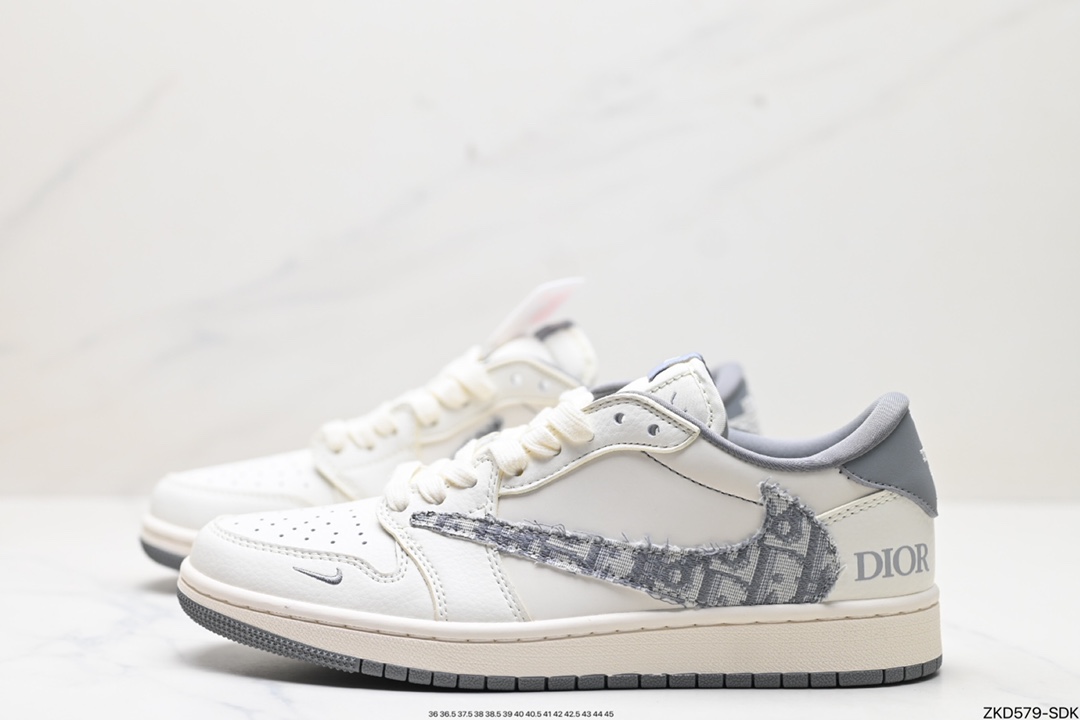 Travis Scott x Fragment Design x Jordan Air Jordan 1 Low OG SP AJ1 乔1 Dior联名低帮文化休闲板鞋 DM6688-603