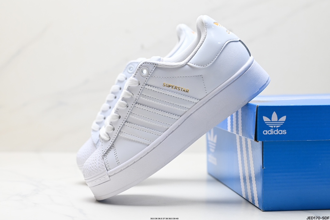 阿迪达斯Adidas三叶草 Originals Superstar Bold W贝壳头系列低帮经典百搭休闲运动板鞋 FV3335