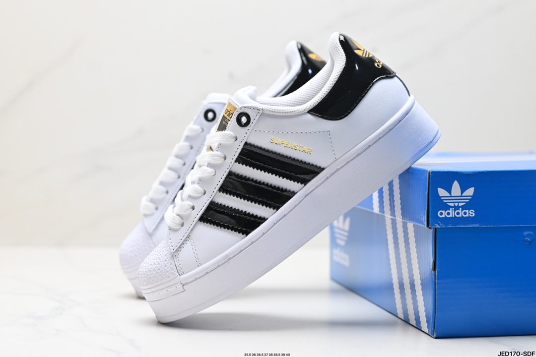 阿迪达斯Adidas三叶草 Originals Superstar Bold W贝壳头系列低帮经典百搭休闲运动板鞋 FV3335