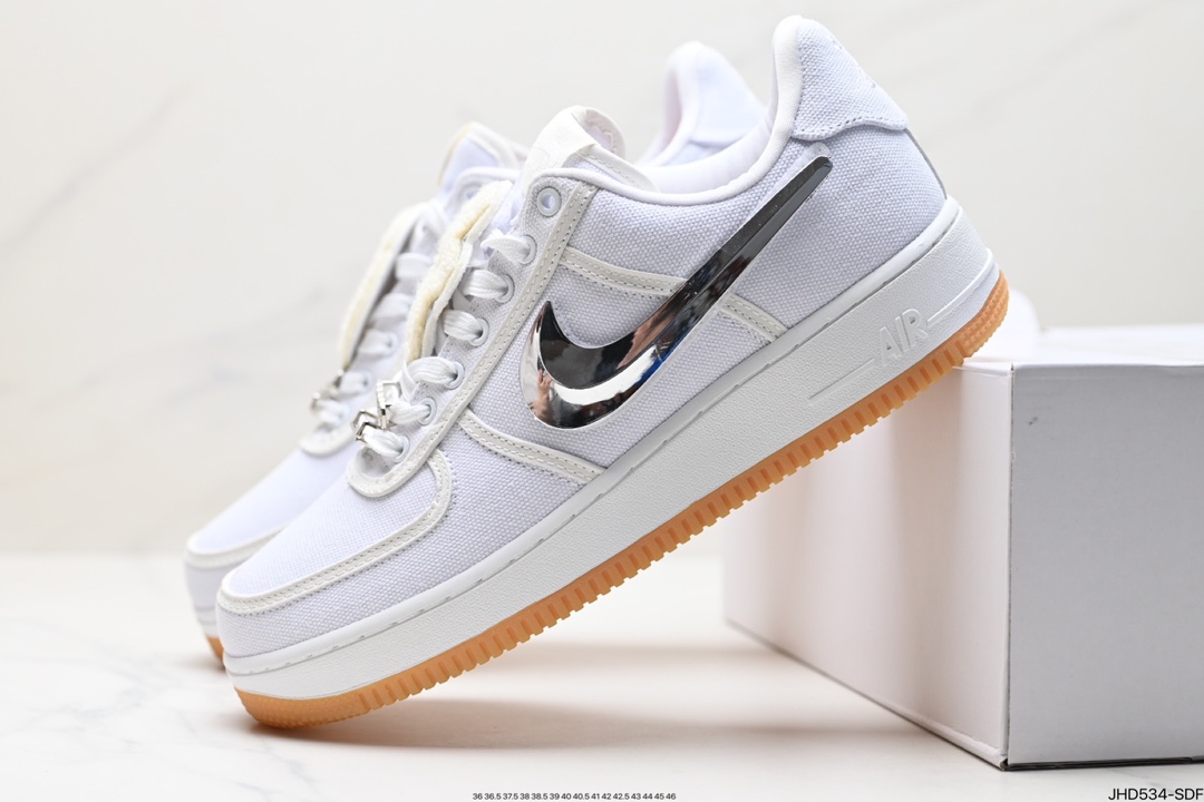 AIR FORCE 1 LOW TRAVIS SCOTT 100周年 空军一号经典低帮帆布板鞋“反光魔术贴替换勾” AQ4211-100