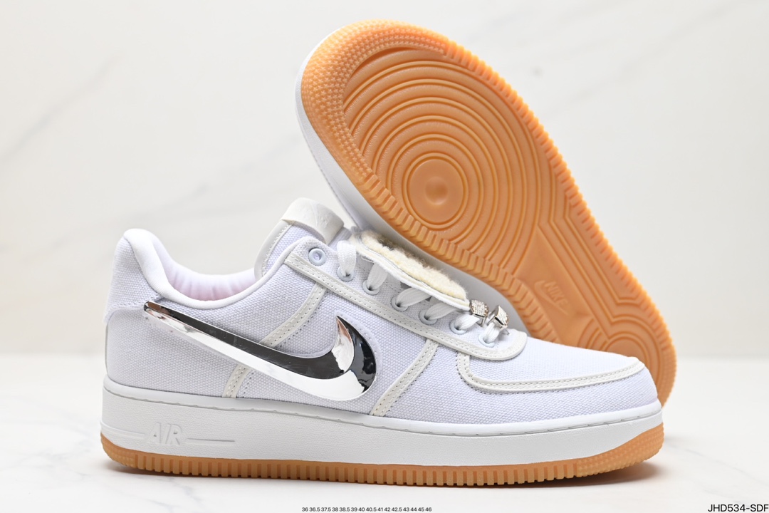 AIR FORCE 1 LOW TRAVIS SCOTT 100周年 空军一号经典低帮帆布板鞋“反光魔术贴替换勾” AQ4211-100