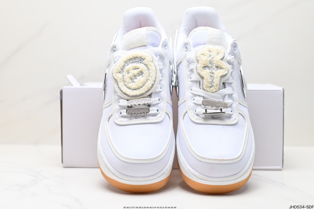 AIR FORCE 1 LOW TRAVIS SCOTT 100周年 空军一号经典低帮帆布板鞋“反光魔术贴替换勾” AQ4211-100