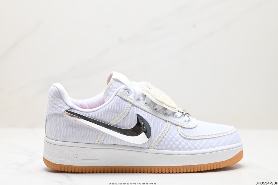 AIR FORCE 1 LOW TRAVIS SCOTT 100周年 空军一号经典低帮帆布板鞋“反光魔术贴替换勾” AQ4211-100