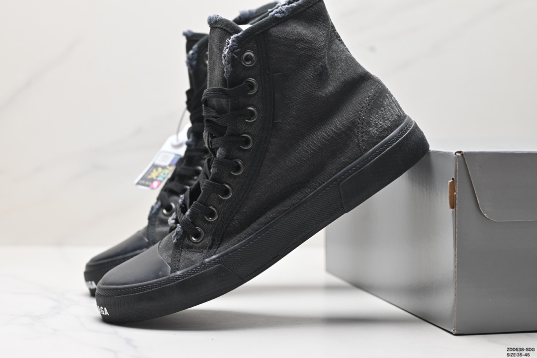 Balenciaga巴黎世家 Paris High Top Grafhti 棉质 高帮 系带做旧版 时尚板鞋 688752 W3RCL 4090