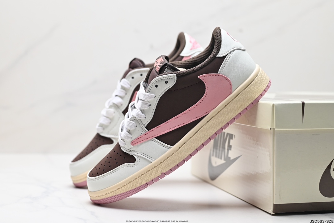 AJ1倒勾Travis Scott x Air Jordan 1 ” Reverse Mocha “ AJ1乔1 TS 闪电倒钩 低帮文化篮球鞋 DZ4137-206