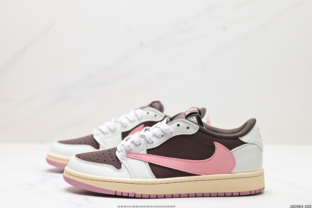 AJ1倒勾Travis Scott x Air Jordan 1 ” Reverse Mocha “ AJ1乔1 TS 闪电倒钩 低帮文化篮球鞋 DZ4137-206