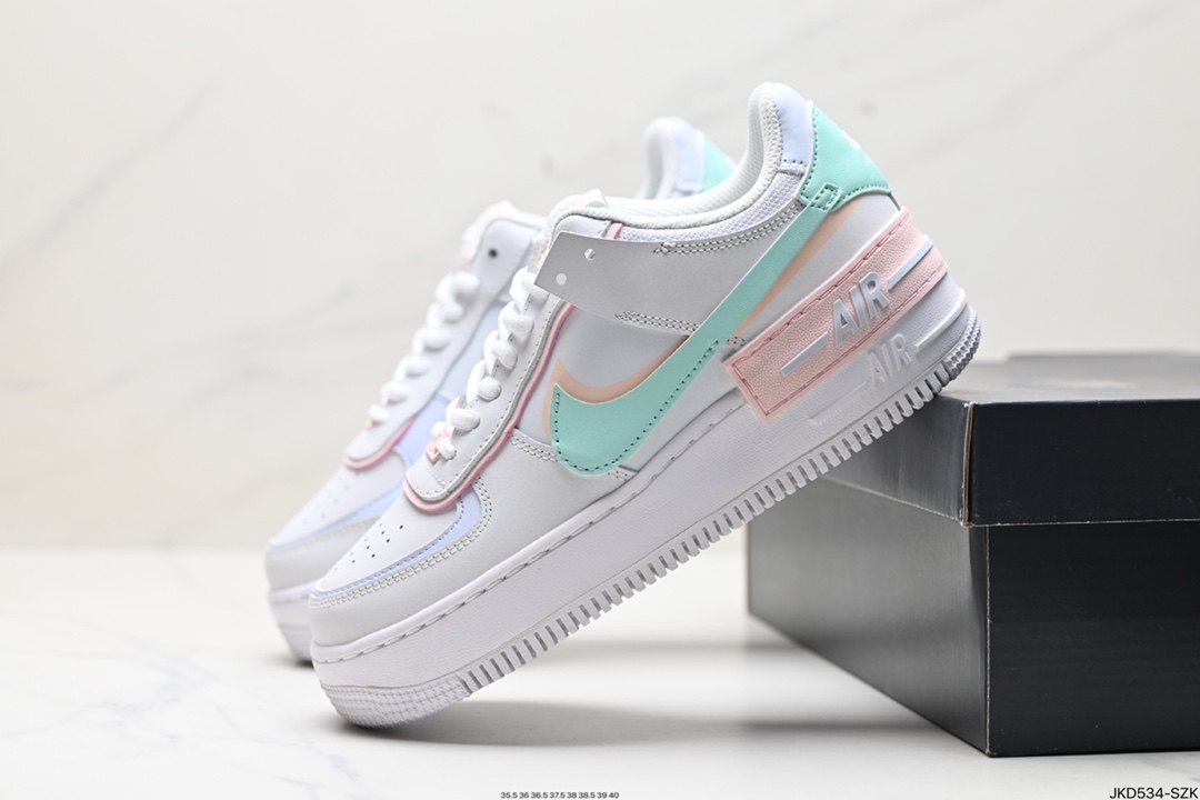 耐克NIKE WMNS Air Force 1 Shadow全新少女系解构主义设计马卡龙空军一号百搭板鞋 CI0919-115