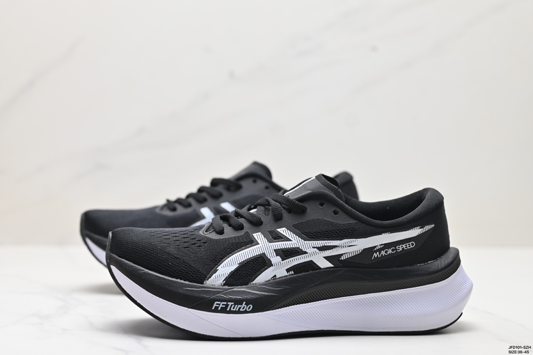 💰190
公司级✅Asics 亚瑟士MAGIC SPEED 4稳定跑鞋鞋面采用双层提花网面设计，提高包裹性和透气性，后跟搭载稳定系统科技T-GEL提升整体支撑力和结构感，减少对身体带来的冲击负荷，创新中底至轻回弹
货号:1011B704-001
尺码:36-45
ID:JFD101-SZH