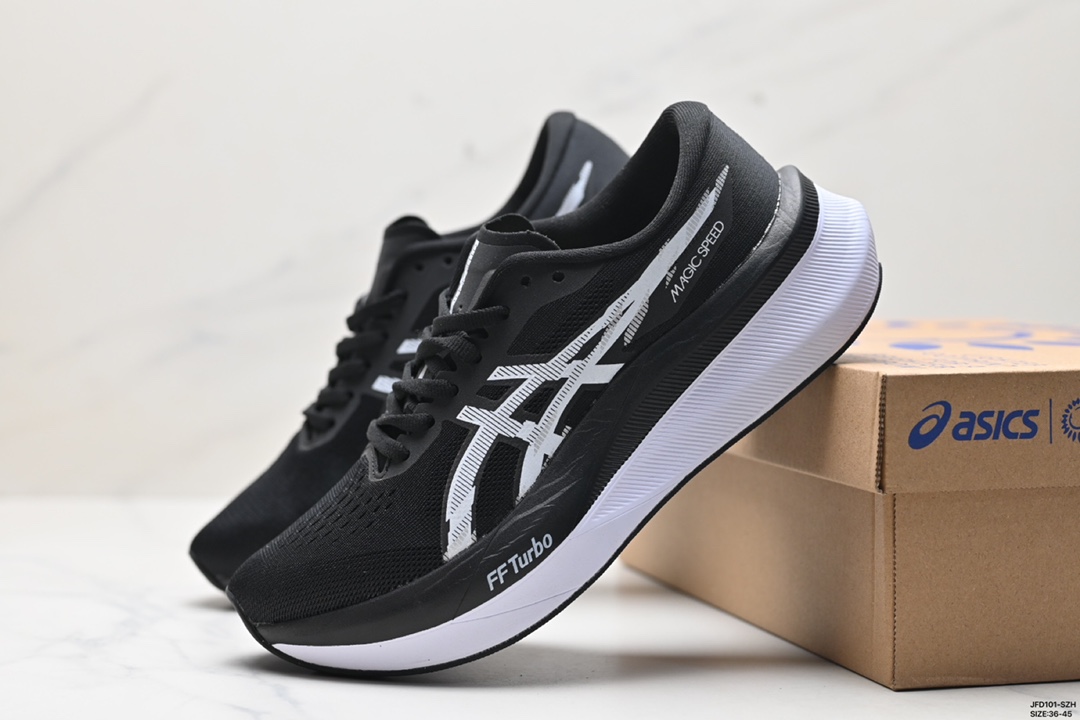 💰190
公司级✅Asics 亚瑟士MAGIC SPEED 4稳定跑鞋鞋面采用双层提花网面设计，提高包裹性和透气性，后跟搭载稳定系统科技T-GEL提升整体支撑力和结构感，减少对身体带来的冲击负荷，创新中底至轻回弹
货号:1011B704-001
尺码:36-45
ID:JFD101-SZH