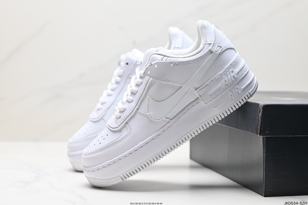 耐克NIKE WMNS Air Force 1 Shadow全新少女系解构主义设计 马卡龙空军一号轻量增高低帮百搭板鞋 DR7883-101