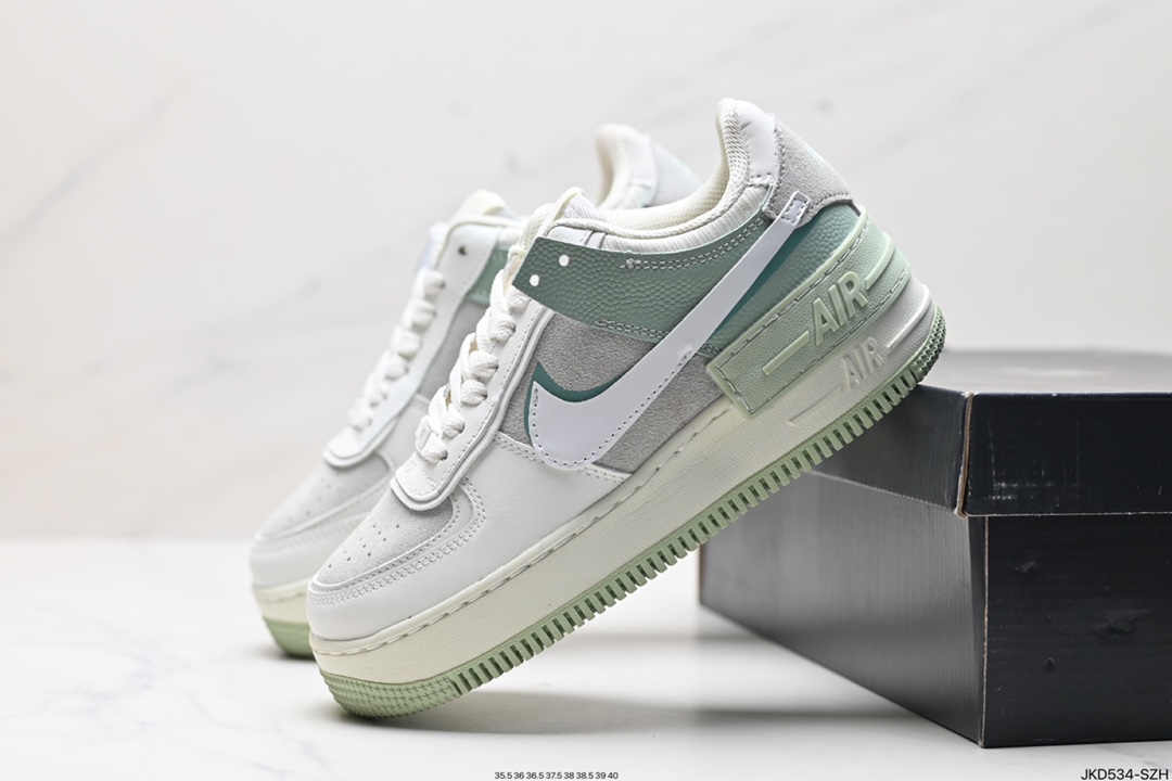 耐克NIKE WMNS Air Force 1 Shadow全新少女系解构主义设计 马卡龙空军一号轻量增高低帮百搭板鞋 DR7883-101