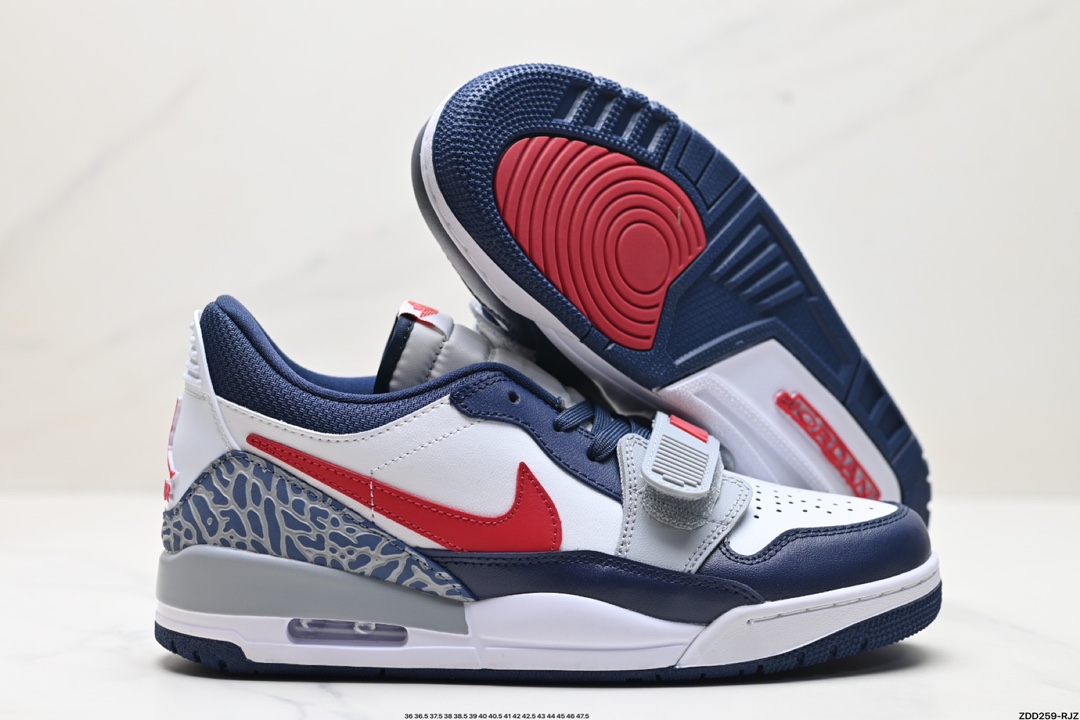 三合一最强合体，多种新配色回归!耐克Nike Air Jordan Legacy 312 Low”Whit Grey Fog/Blu Red“乔丹篮球鞋  CD7069-164