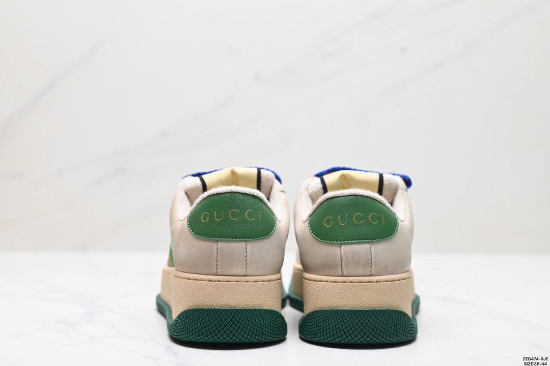 GUCCI古驰 Screener 胖丁 皮革 低帮圆头系带 时尚板鞋 做旧版  577684 9PYQ0 9666