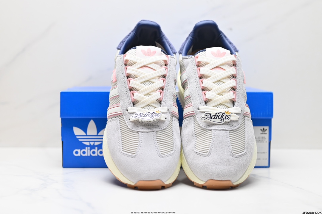 阿迪达斯Adidas Retropy E5 W.R.P 阿迪新款运动休闲爆米花跑鞋 三叶草 厚底 白深蓝 JR0107