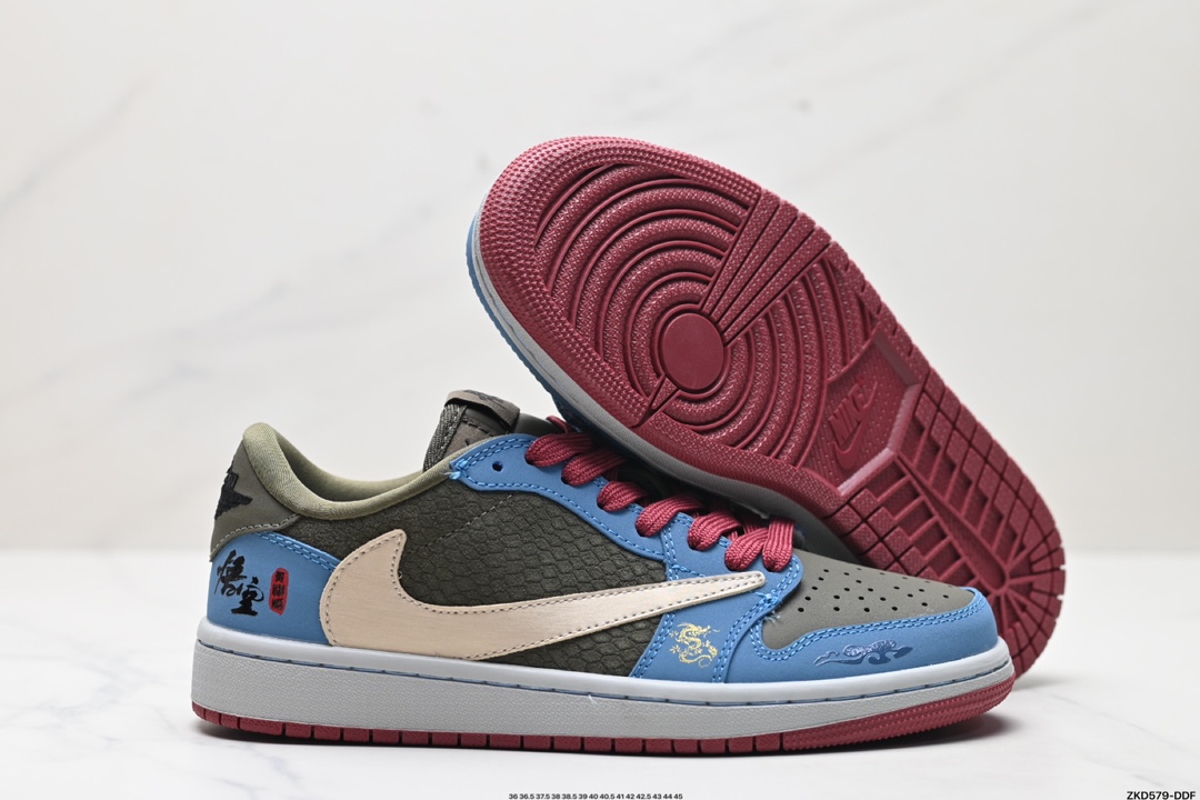 AJ1倒勾Travis Scott x Air Jordan 1 ” Reverse Mocha “ AJ1乔1 TS 闪电 联名倒钩 低帮文化篮球鞋 CH6336-015