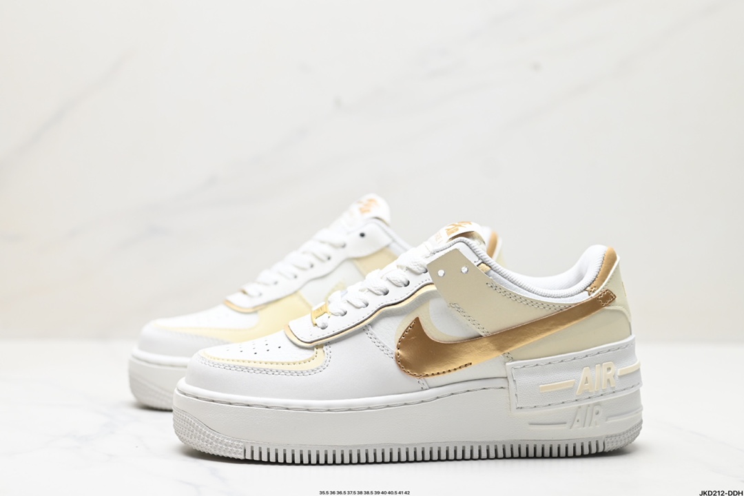 耐克NIKE WMNS Air Force 1 Shadow全新少女系解构主义设计 马卡龙空军一号轻量增高低帮百搭板鞋 DZ1847-108