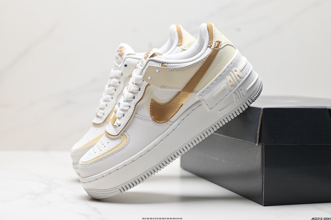 耐克NIKE WMNS Air Force 1 Shadow全新少女系解构主义设计 马卡龙空军一号轻量增高低帮百搭板鞋 DZ1847-108