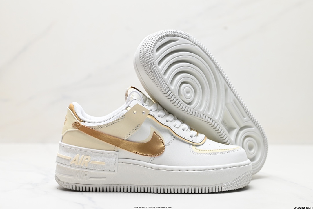 耐克NIKE WMNS Air Force 1 Shadow全新少女系解构主义设计 马卡龙空军一号轻量增高低帮百搭板鞋 DZ1847-108