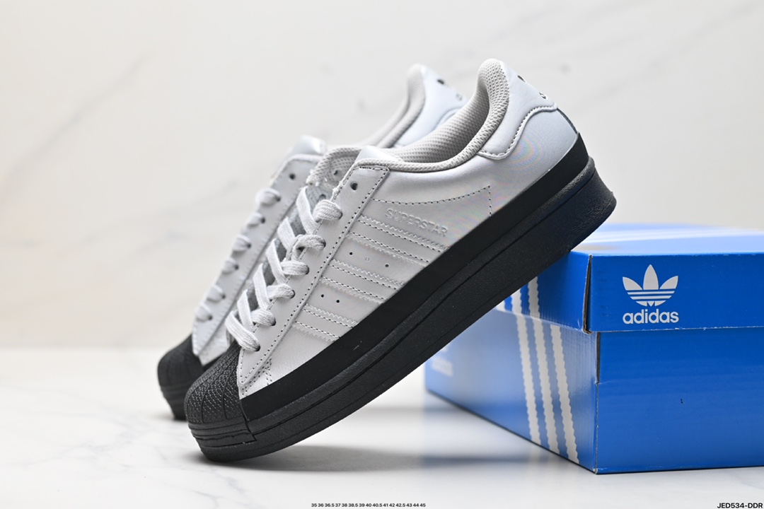 阿迪达斯Adidas三叶草 Originals Superstar”Sail/Green/Lace“贝壳头系列低帮板鞋 FW3709