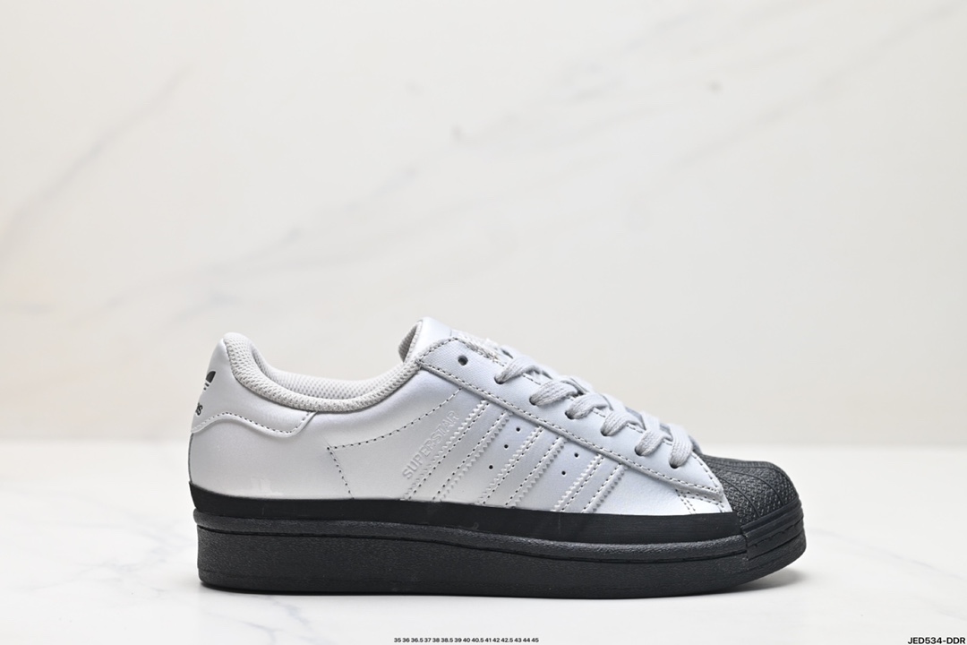 阿迪达斯Adidas三叶草 Originals Superstar”Sail/Green/Lace“贝壳头系列低帮板鞋 FW3709