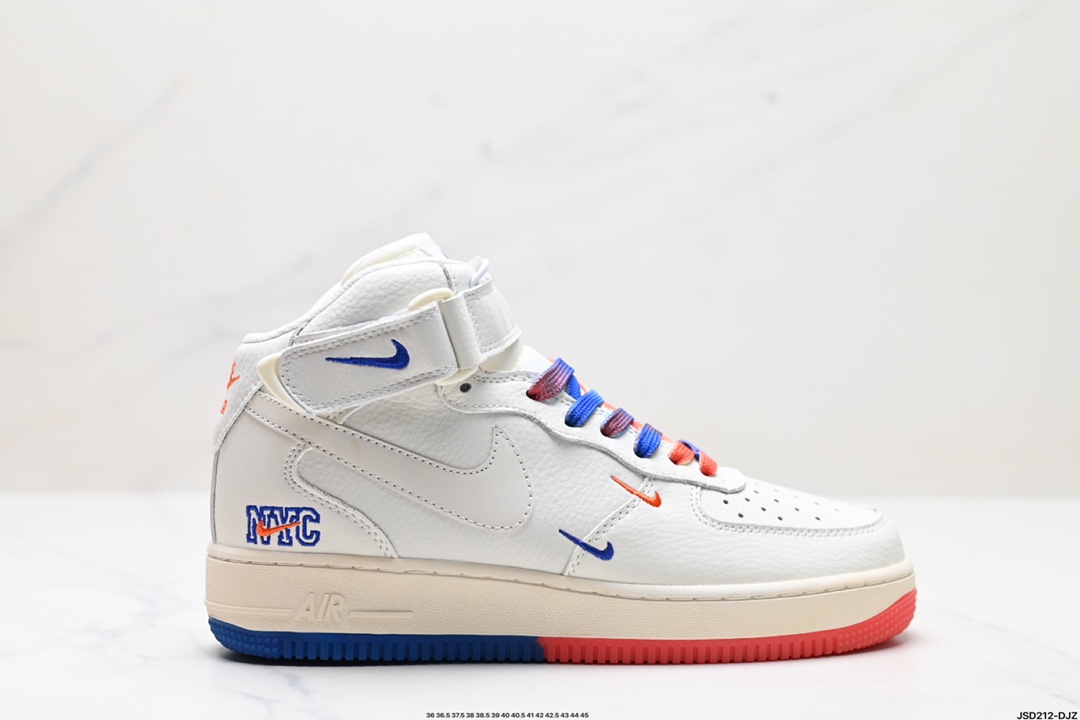 Nike Air Force 1 Mid‘07 SU19 米红蓝‘’洛杉矶快船‘’NYC 城市限定中帮空军一号休闲板鞋 CT1989-113