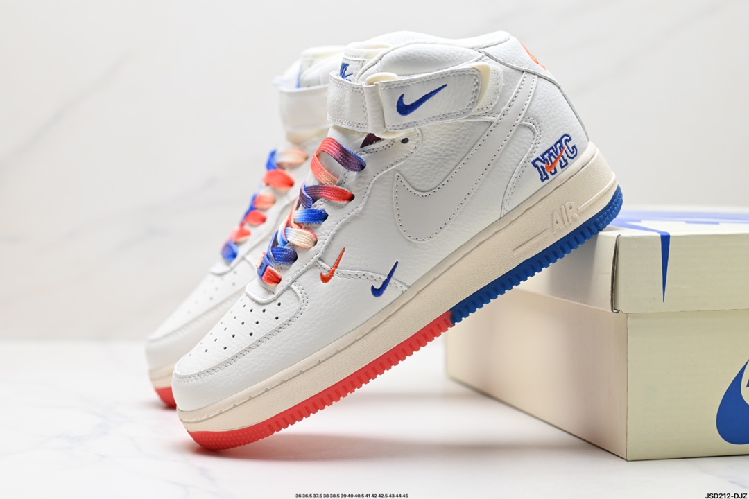 Nike Air Force 1 Mid‘07 SU19 米红蓝‘’洛杉矶快船‘’NYC 城市限定中帮空军一号休闲板鞋 CT1989-113