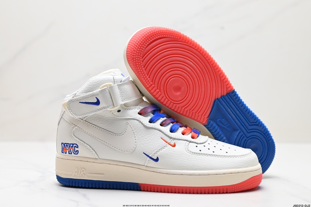 Nike Air Force 1 Mid‘07 SU19 米红蓝‘’洛杉矶快船‘’NYC 城市限定中帮空军一号休闲板鞋 CT1989-113