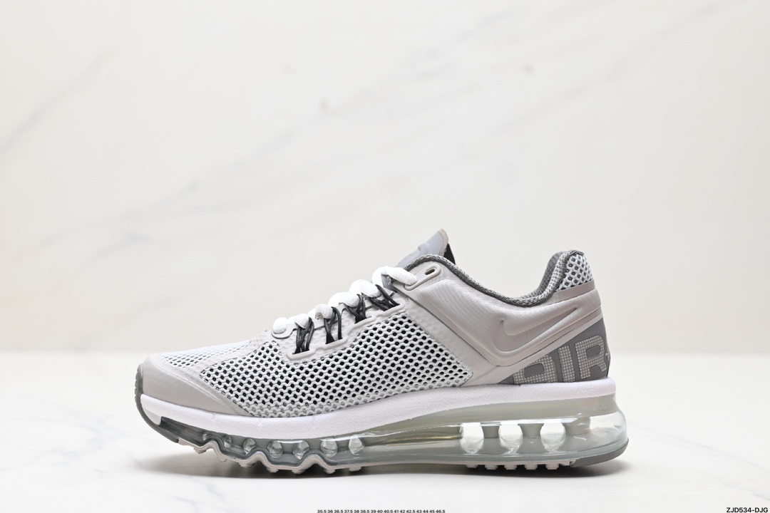 Nike Air Max 2013 联名气垫跑鞋 整体依旧以Stussy标志性的麻布编织材质覆盖  FZ4140-025