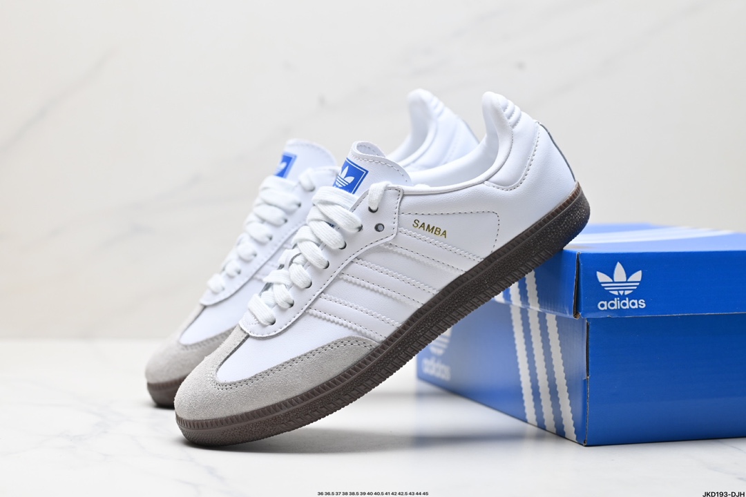 阿迪达斯三叶草Adidas Originals Samba OG 桑巴舞系列绅士德训足球风百搭低帮休闲运动板鞋  IE3439