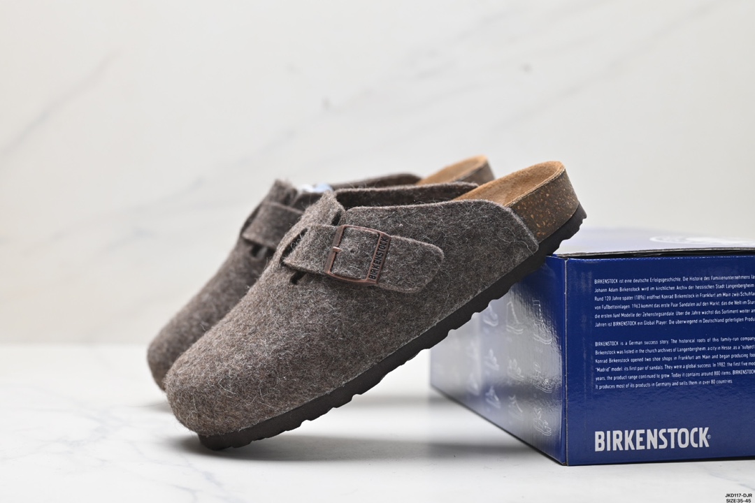 勃肯Birkenstock Boston Suede Shearling 波士顿系列士低帮包头露跟休闲鞋