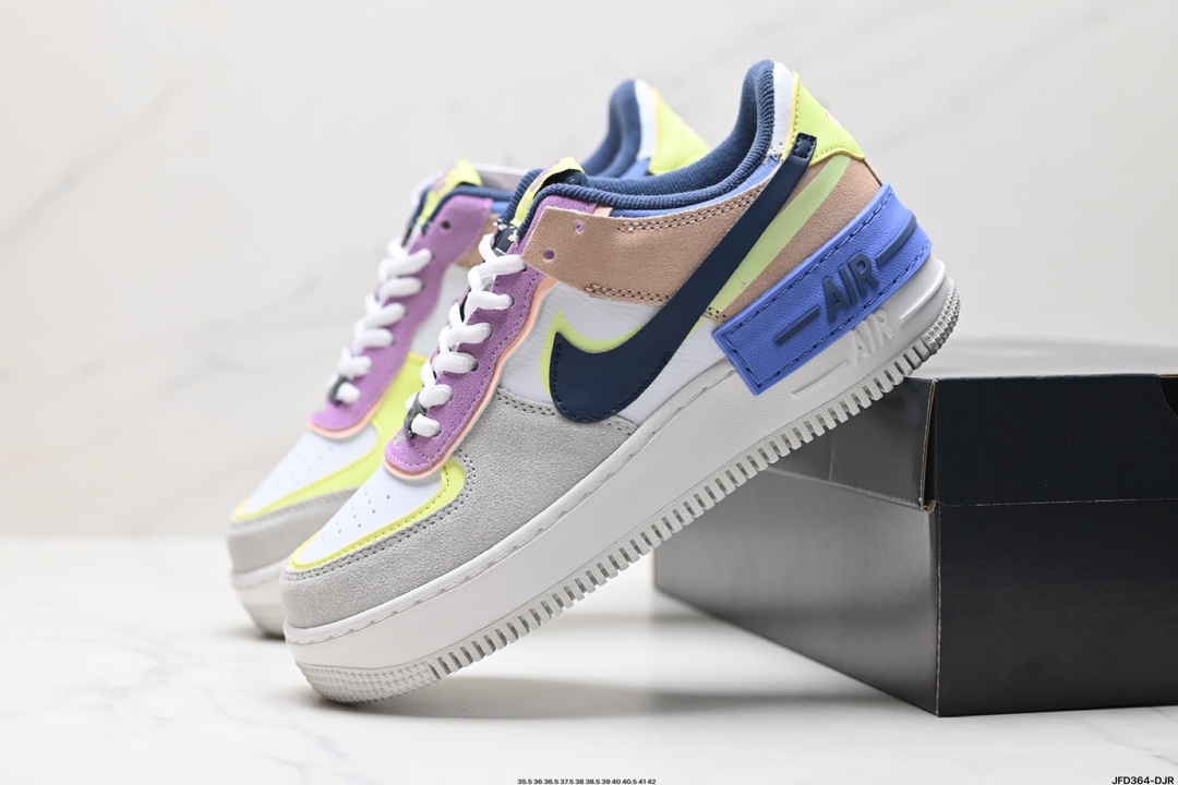 耐克NIKE WMNS Air Force 1 Shadow全新少女系解构主义设计 马卡龙空军一号轻量增高低帮百搭板鞋 CU8591-001