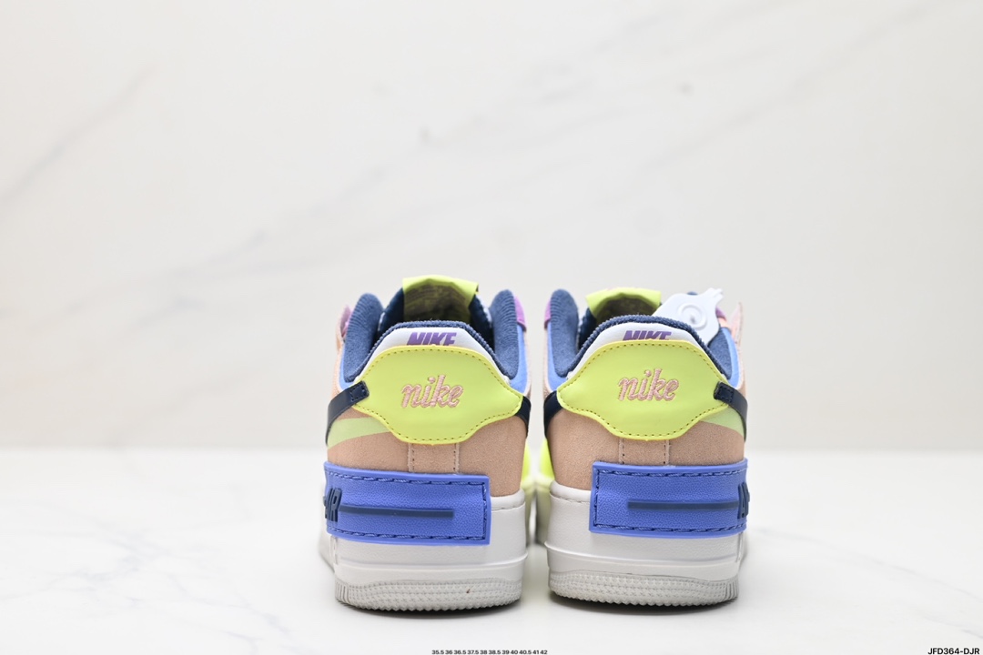 耐克NIKE WMNS Air Force 1 Shadow全新少女系解构主义设计 马卡龙空军一号轻量增高低帮百搭板鞋 CU8591-001