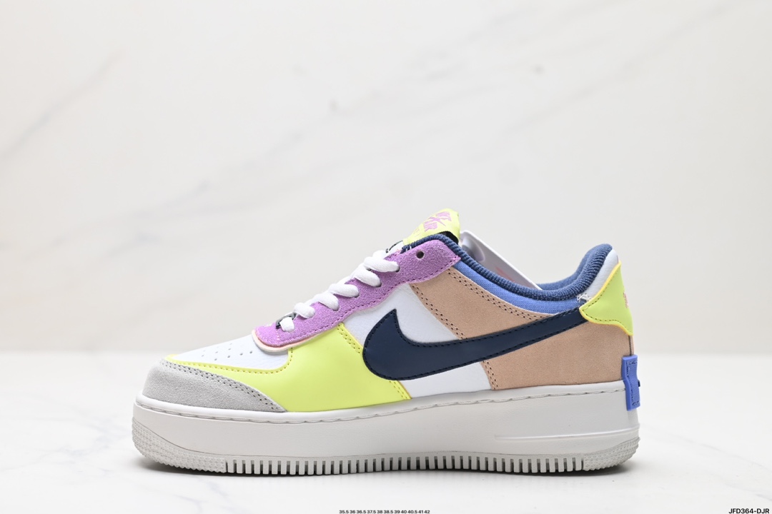 耐克NIKE WMNS Air Force 1 Shadow全新少女系解构主义设计 马卡龙空军一号轻量增高低帮百搭板鞋 CU8591-001