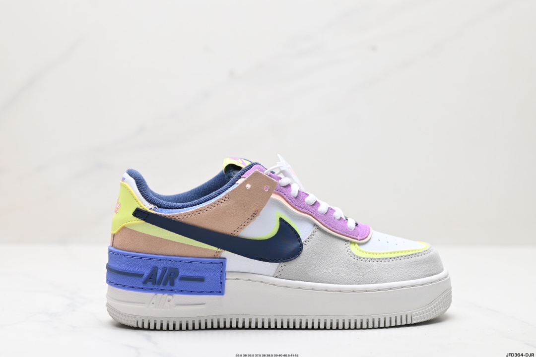 耐克NIKE WMNS Air Force 1 Shadow全新少女系解构主义设计 马卡龙空军一号轻量增高低帮百搭板鞋 CU8591-001