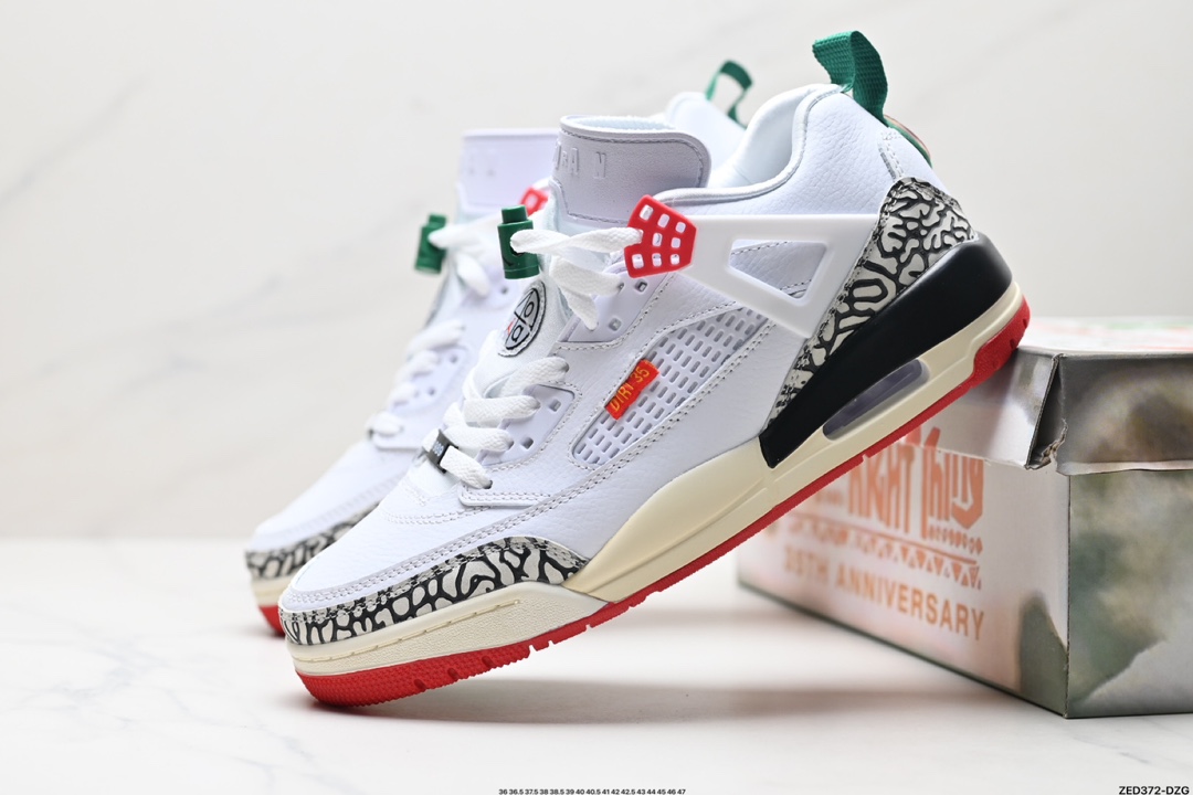 Air Jordan Spizike Hybrid OG ”White Green Black Red“斯派克李混合系列中帮休闲运动文化篮球鞋“白绿黑红爆裂纹”踢出去  315371-125